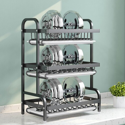 碗碟收纳架不锈钢碗架厨房置物架碗碟沥水架家用台面碗盘收纳架 - 图2