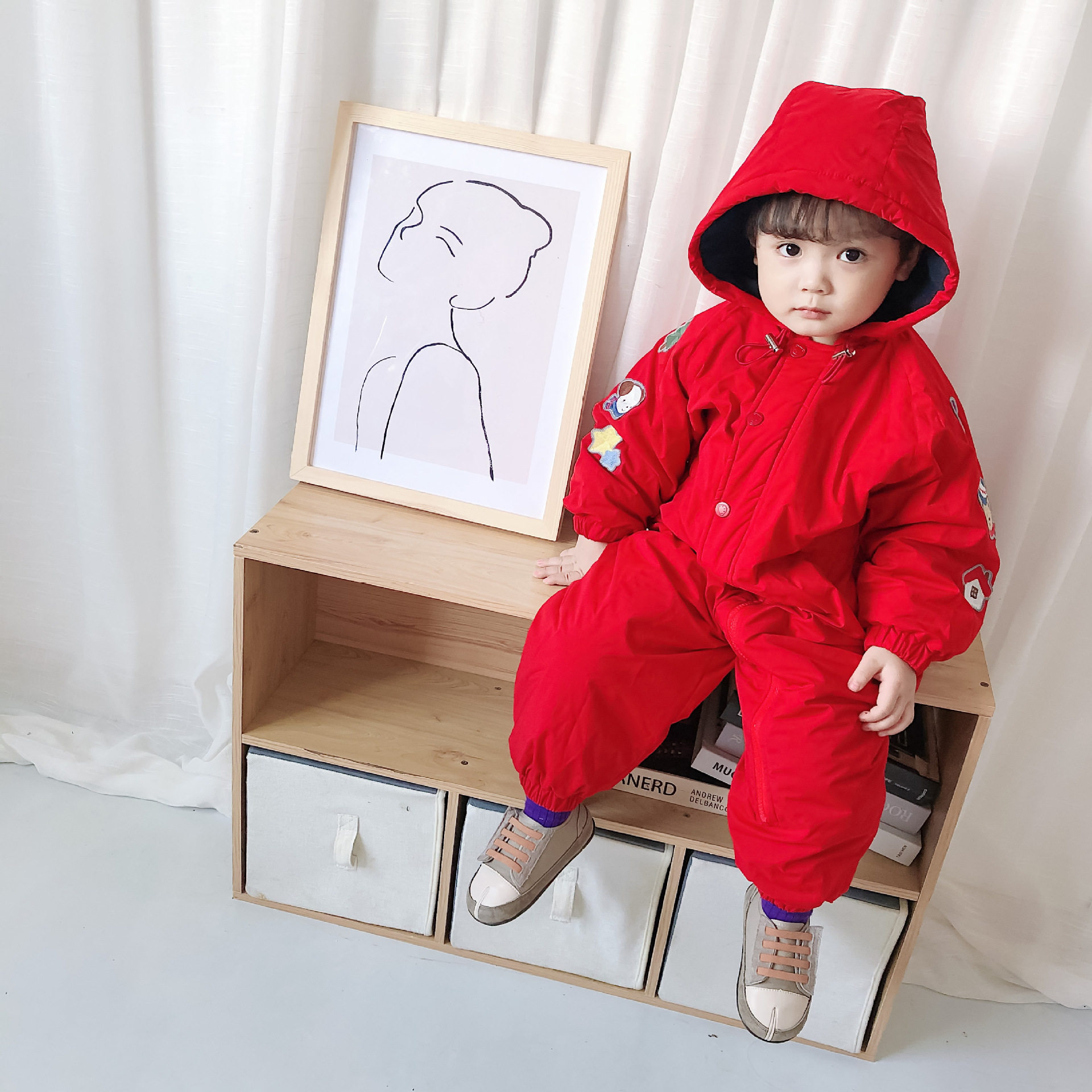 日系风童装儿童棉服男女童连体加绒卡通冬季滑雪服爬服加厚棉衣,淘宝优惠券,粉丝福利购,淘宝优惠卷