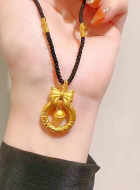 金包银项链在逃公主铃铛锁骨链女蝴蝶结祥云平安扣吊坠情人节礼物