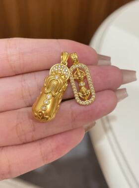 情侣足金包银金刚杵吊坠项链
