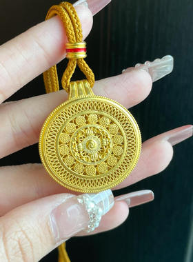 金包银珐琅彩八宝罗盘项链吊坠