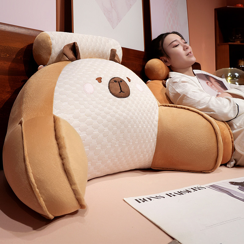 卡皮巴拉靠枕床头靠垫软包靠背垫床上玩手机护腰枕学生宿舍腰垫夏,淘宝优惠券,粉丝福利购,淘宝优惠卷