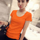 Pure cotton low-neck red T-shirt for women short-sleeved slim fit thin style