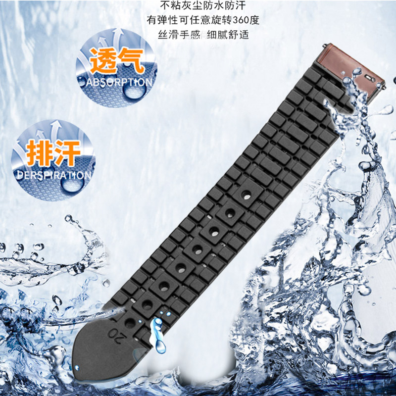 真皮橡胶表带男士手表链舒服可水洗代用天梭浪琴美度天王华为GT2