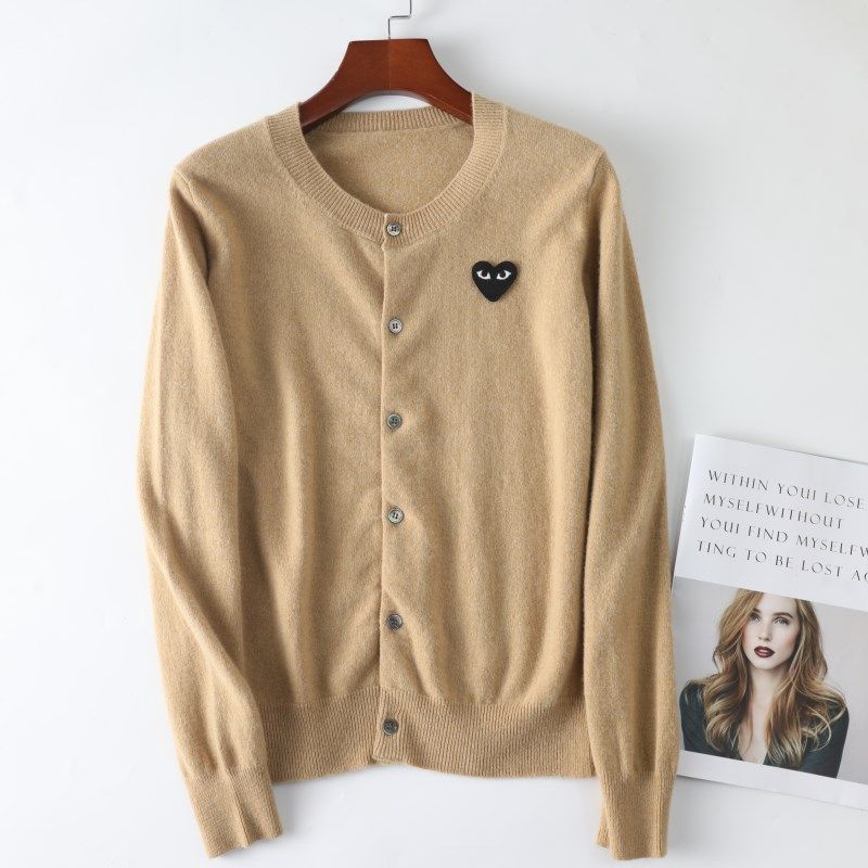 爱心开衫明星川久女短款针织羊毛衫 羊淼毛针织衫