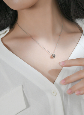 纯银韩版甜美风镂空多边形锁骨链