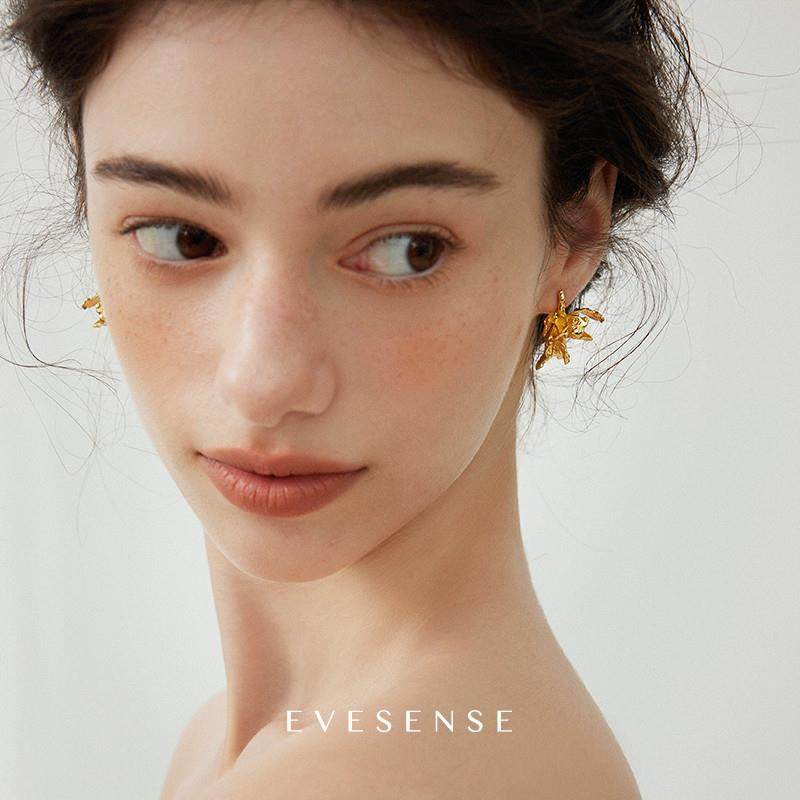 S925纯银中古感复古肌理鸢尾花耳环高级耳钉法式小众设计精致耳饰,淘宝优惠券,粉丝福利购,淘宝优惠卷