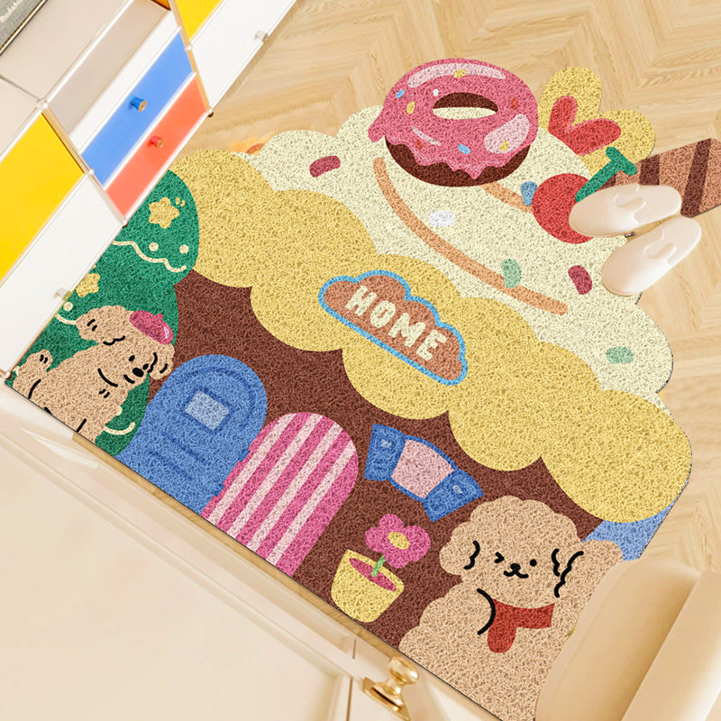 卡通可爱入户门垫丝圈地垫粉色地毯耐脏耐磨玄关门口进门垫可定制,淘宝优惠券,粉丝福利购,淘宝优惠卷