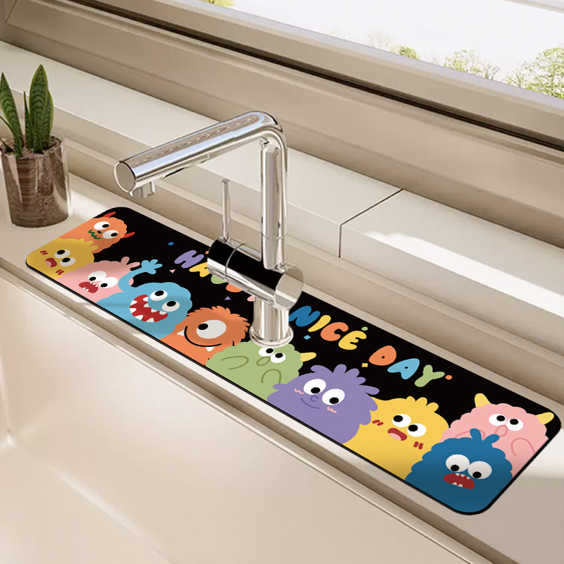 卡通水龙头垫家用厨房吸水防溅台面垫卫生间洗手台沥水垫水池垫子,淘宝优惠券,粉丝福利购,淘宝优惠卷