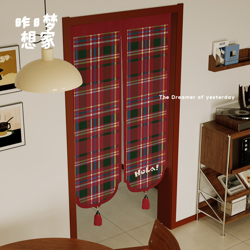 复古美式门帘遮挡帘家用卧室免打孔隔断帘厨房防油烟带穗半开门帘,淘宝优惠券,粉丝福利购,淘宝优惠卷