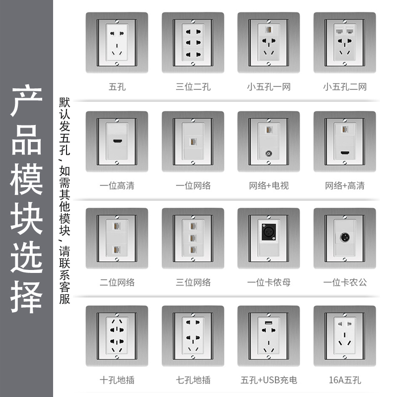 地插双开门隐藏式防水耐磨不锈钢灰色电源地插座地板五孔地面插座 - 图2