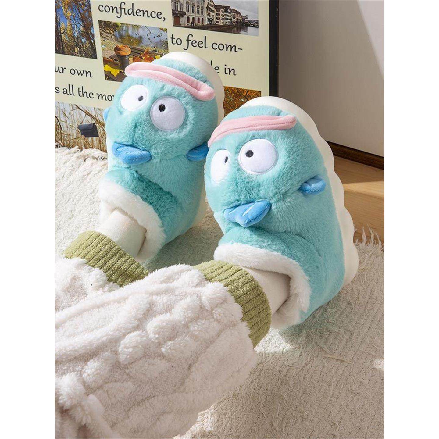 丑鱼棉拖鞋女冬季包跟室内家居防滑情侣可爱毛绒拖鞋冬天棉鞋男士,淘宝优惠券,粉丝福利购,淘宝优惠卷