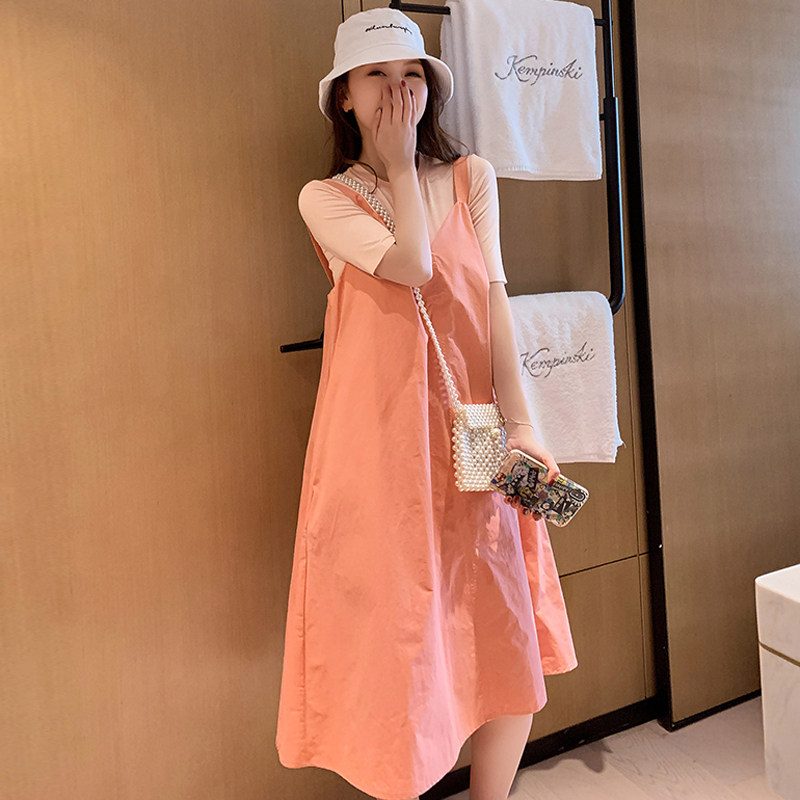 孕妇夏装气质休闲两件套潮妈连衣裙 纤妃诗连衣裙