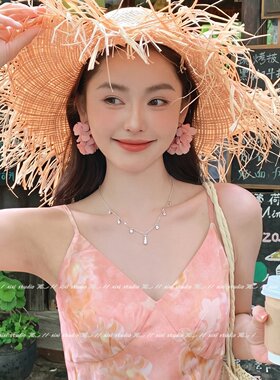港风银色水滴锆石锁骨链
