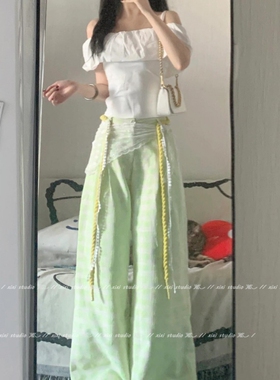 设计感橙色编织腰链个性系腰饰