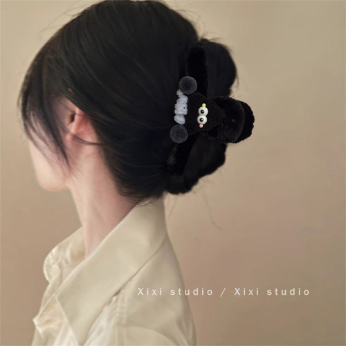 浪漫归属！15cm超大ab面毛绒抓夹！高级感鲨鱼夹发夹子头饰盘发器 - 图1