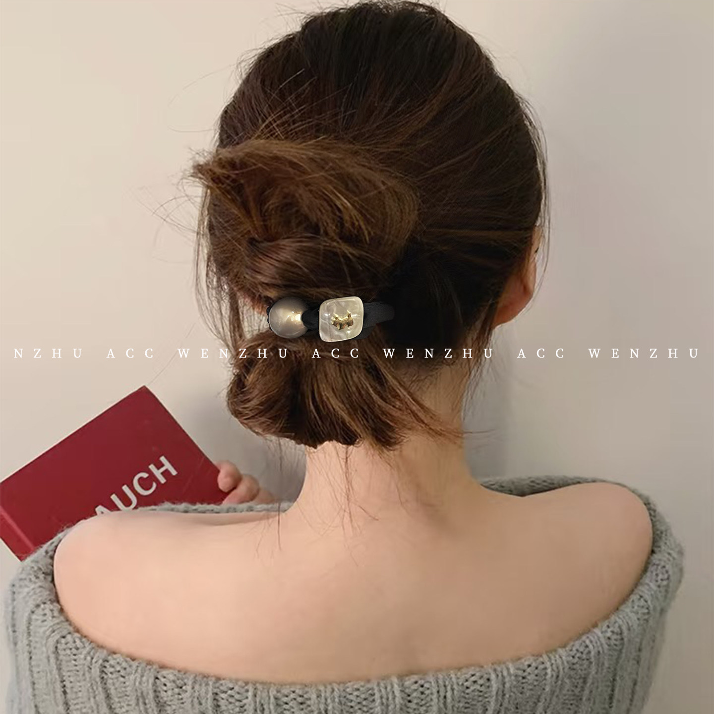 法式卡通小狗大肠发圈女高级感珍珠头绳气质百搭高弹皮筋马尾发绳,淘宝优惠券,粉丝福利购,淘宝优惠卷