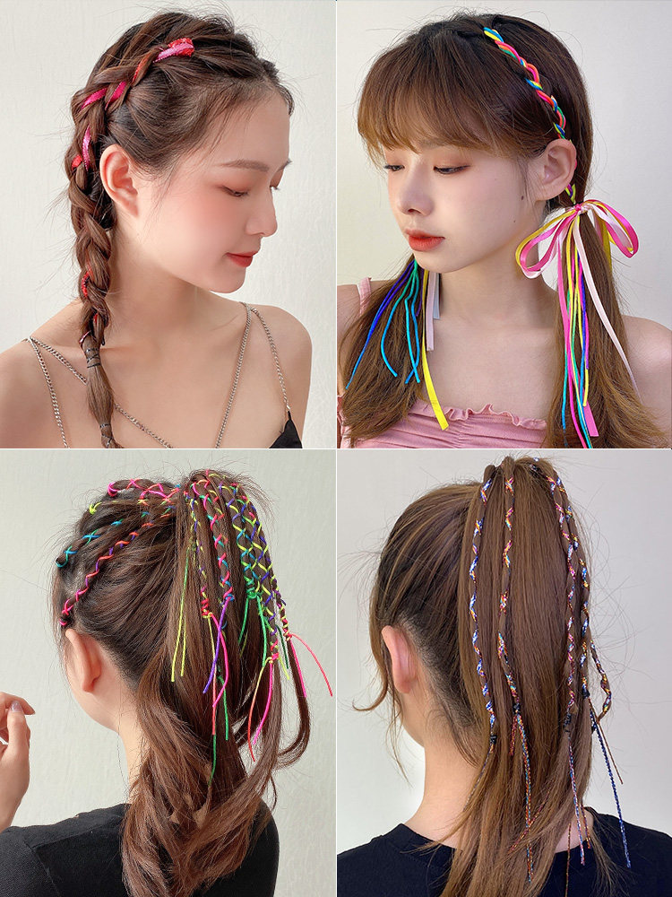 编发彩绳女童儿童扎头发彩带编绳脏脏辫头绳发饰发绳编头发的彩绳
