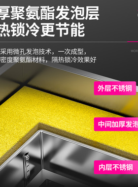 乐创商用冷藏工作台水槽一体不锈钢保鲜操作台节能奶茶店设备
