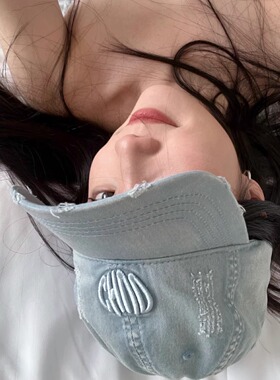 牛仔浅蓝色做旧刺绣软顶鸭舌帽子棒球帽韩版遮阳百搭显脸小潮防晒