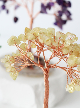 批发天然玛瑙片水晶碎石发财树招财树水晶办公室家居桌面摆件