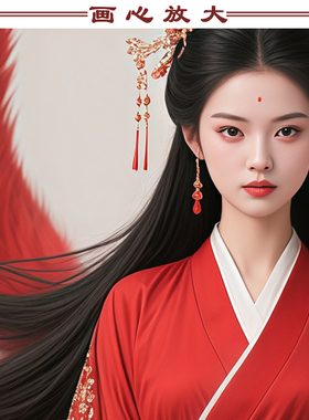 红色九尾狐挂画家仙女狐娘娘家用招财客厅装饰画出马堂男狐卷轴画