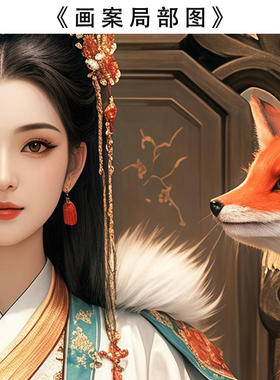 胡家仙九尾狐挂画女狐娘娘招财摆台红狐狸桌面摆件家用框画定制