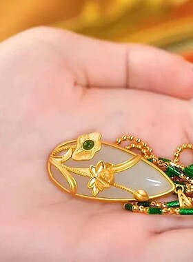 芙霖水滴形项链天然和田玉水滴吊坠新款羊脂玉锁骨链子女神节礼a4