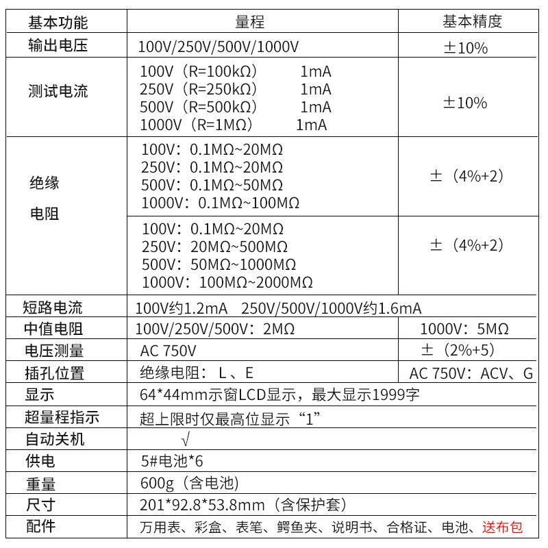 德高精度绝电阻测试仪VC60B+VXY缘数字胜欧表绝缘测兆试仪电子摇 - 图1