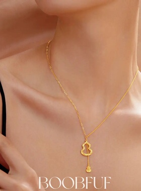 铜合金新中式镂空葫芦锁骨项链