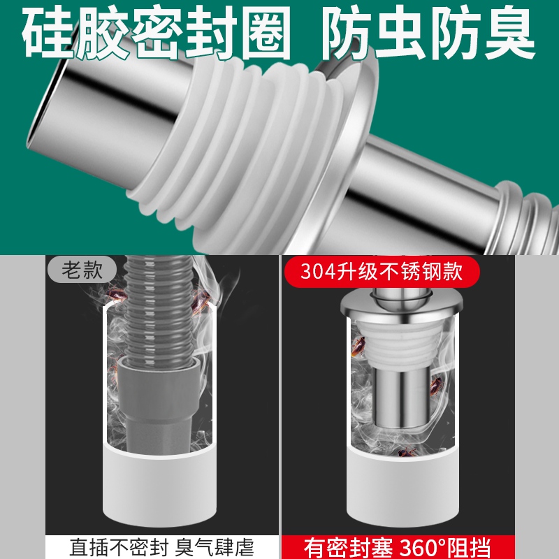 厨房洗菜盆下水排水管配件不锈钢碗盘洗碗池双水槽下水管三通套装 - 图2