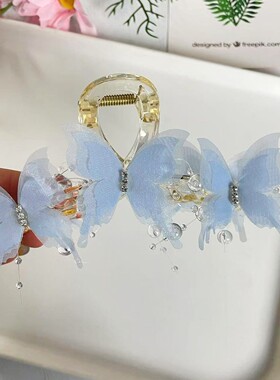 2025新款甜美大号蝴蝶抓夹盘发