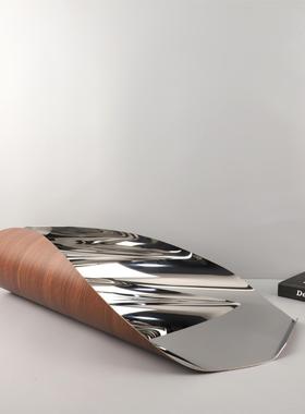 欧式创意简约几何不锈钢卷边银色收纳果盘托盘卧室书房家居装饰品