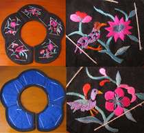 Heart Tang Flower And Flowers Flowers Bird Thread Embroidered Old Embroidery Walled Neck One 051 Hat Decorated Embroidery Piece Old Loom Embroidery 23