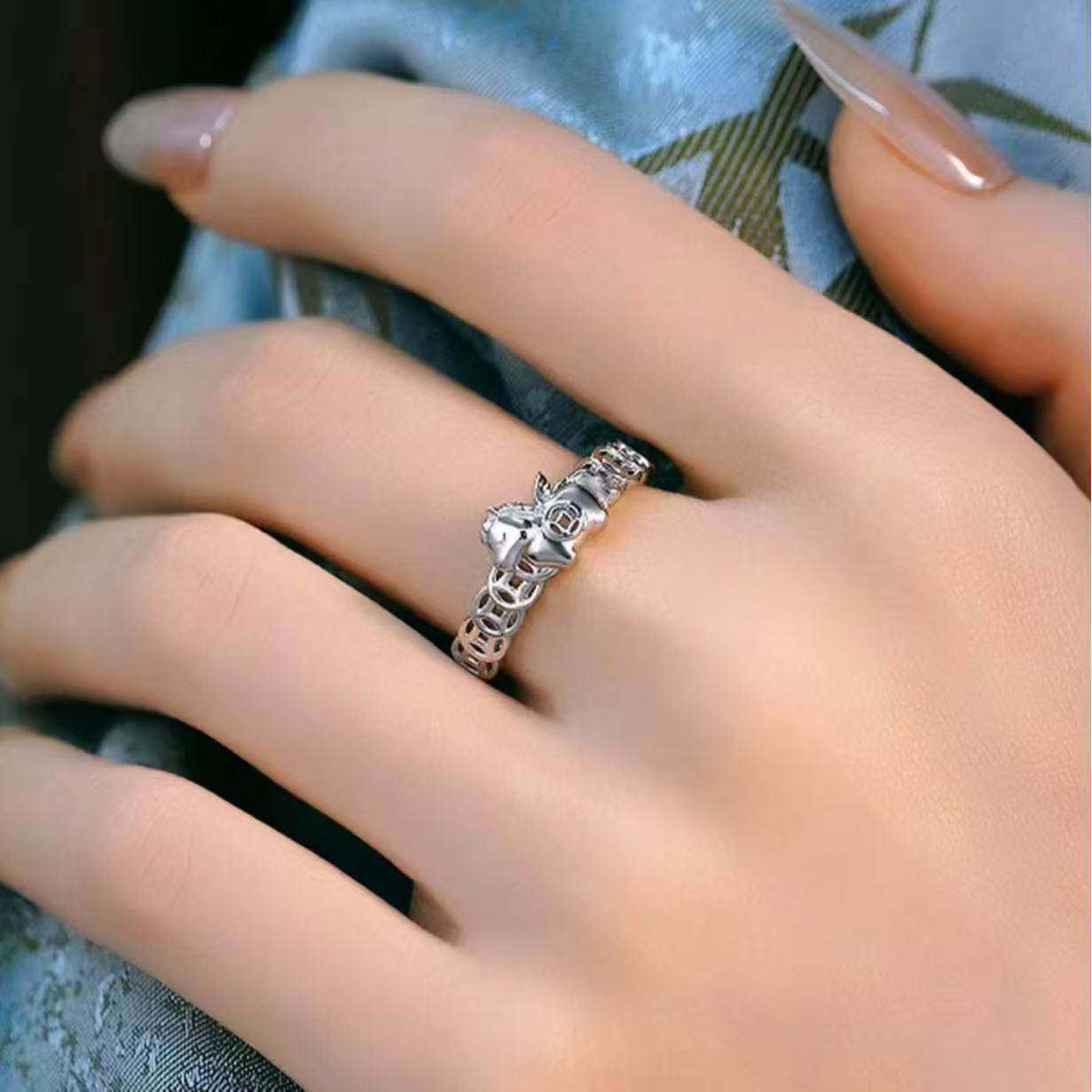 富纳锐马上有钱戒指2026新款本命年招财运指环小众开口可调节戒指,淘宝优惠券,粉丝福利购,淘宝优惠卷