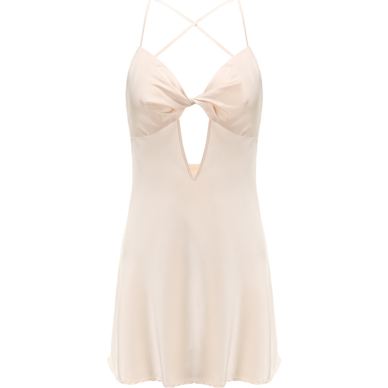 性感女冰丝带胸垫薄2022年新款睡裙 隐萱睡裙