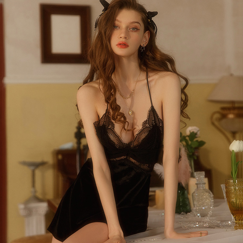 性感女春秋蕾丝纯欲睡衣 隐萱睡裙