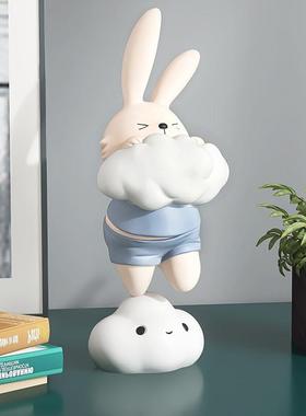 治愈系兔子桌面摆件客厅电视柜酒柜家居软装饰品新家乔迁新居礼品