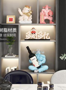 国潮肌肉财神爷装饰摆件客厅电视柜酒柜家居饰品套装乔迁开业礼物