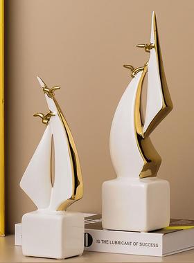 一帆风顺帆船摆件轻奢高档客厅酒柜办公室餐边柜装饰品高级感小众