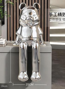 卡通电镀熊摆件客厅玄关桌面装饰品高级感轻奢大气工艺品乔迁礼品