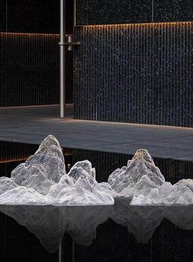 现代轻奢树脂摆件透明假山装饰雕塑酒店售楼处样板间桌面工艺术品