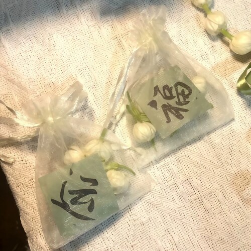 茉莉花袋空袋香包摆摊欧根纱手串鲜花干花透气袋抽绳束口袋网纱袋 - 图0