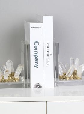 现代简约样板房间紫水晶书挡书立书靠摆件办公室书房家居装饰品