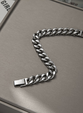 欧美饰品时尚朋克镜光古巴链ins潮流不锈钢手链嘻哈手饰时尚风