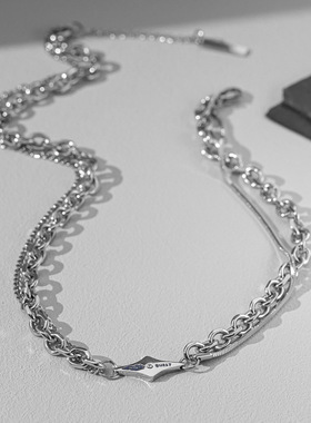 欧美小众设计双层链条锁骨链 ins潮冷淡风嘻哈个性钛钢项链男