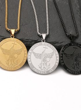 男女同款个性时尚女子奖章项链气质朋克复古大气嘻哈时尚新品吊坠