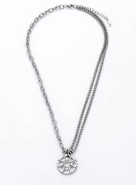 小众设计破碎齿轮吊坠项链男女嘻哈潮牌个性配饰简约冷淡风毛衣链