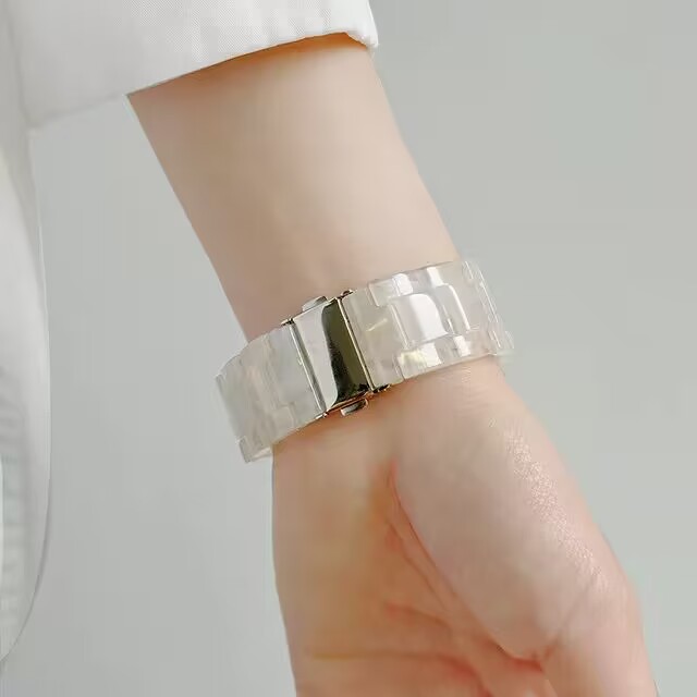 适用苹果手表s8s9表带树脂applewatch7彩虹645SE代se ultra2表带运动 49/45/41/44mm女气质9代风春夏百搭潮流-图3