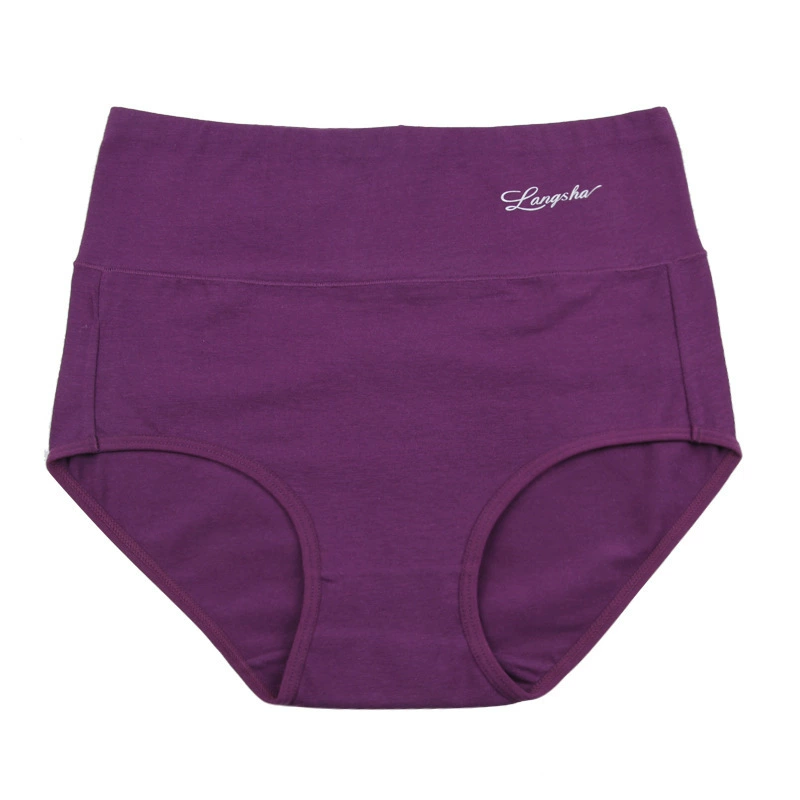 浪莎4条 中腰内裤女棉质弹力纯色全棉抗菌裆胖MM中老年三角短裤头